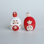 山口さくら　親子だるま孫だるまのせ - 白／赤